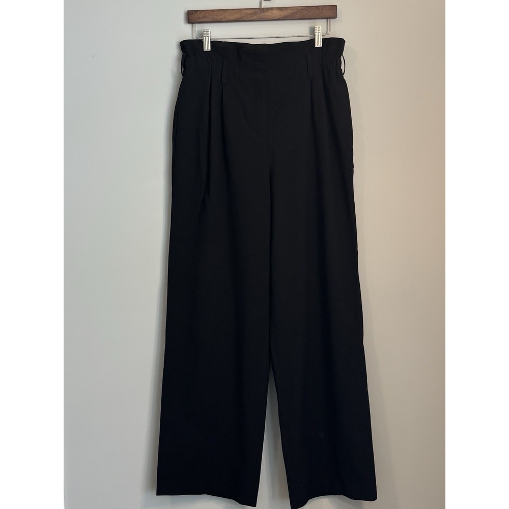 BCBG Womens‎ High Rise Wide Leg Pants Size M Black Classic Boho Comfort Work